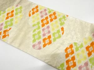 アンティーク　雲取りに花菱模様織り出し袋帯（材料）